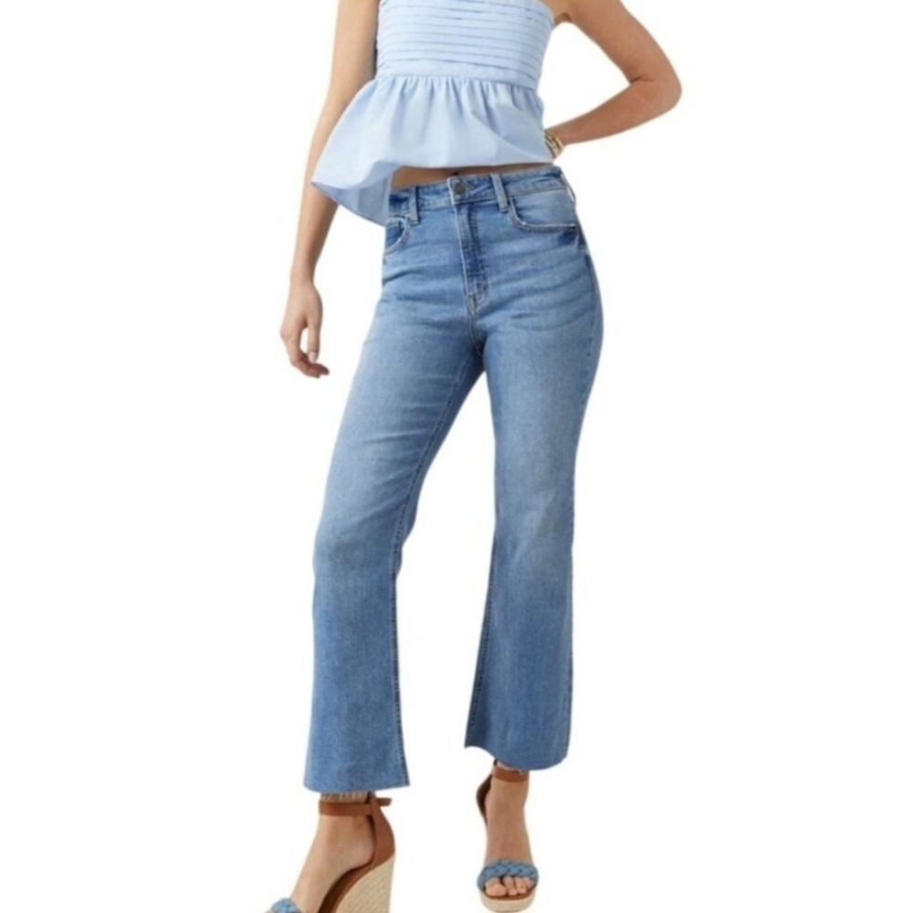 Harper Heritage Coastal Cowgirl Boho High Rise Kick Crop Raw Hem Ankle Jeans